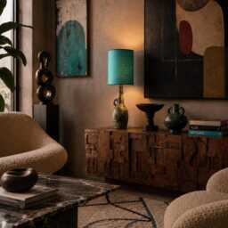 Large Eclectic Table Lamp in Green. Ceramic Statement Lamp. Handmade Lighting - thumbnail 4