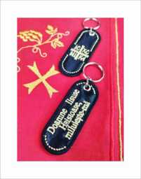 Gold Embroidered Prayer Keychain Holy Myrrh Blessing