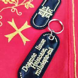 Gold Embroidered Prayer Keychain Holy Myrrh Blessing - thumbnail 3