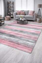 New Small Large Pink Silver Grey Wave Design Area Rugs Mats