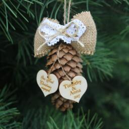 Custom Engagement Gifts/Engagement Pine Cone Gift/Custom Ornament/Couple Christmas Decor/Personalized Ornament - thumbnail 2