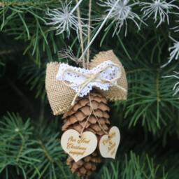 Custom Engagement Gifts/Engagement Pine Cone Gift/Custom Ornament/Couple Christmas Decor/Personalized Ornament - thumbnail 3