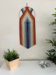 Macrame Yarn Hoop Wall Hanging, Retro Boho Decor