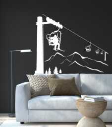 Ski Lift Wall Decal Winter Mountain Sport Decor - Chairlift Vinyl Sticker Skier Gift #265 - thumbnail 1