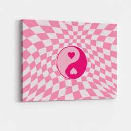 Pink Yin Yang Wall Hanging Canvas Art Boho Meditation Self Care Teen Girls Bedroom Aesthetic Cool Room Decor Spiritual Abstract Modern Print - thumbnail 1