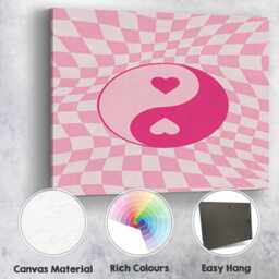 Pink Yin Yang Wall Hanging Canvas Art Boho Meditation Self Care Teen Girls Bedroom Aesthetic Cool Room Decor Spiritual Abstract Modern Print - thumbnail 4