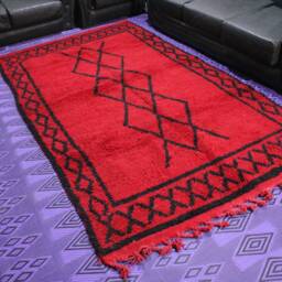 Handmade Moroccan Wool Area Rug, Beni Ourain Style - 112x63 Inch - thumbnail 3