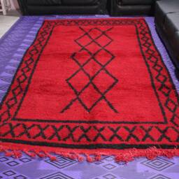 Handmade Moroccan Wool Area Rug, Beni Ourain Style - 112x63 Inch - thumbnail 2