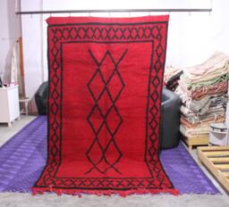 Handmade Moroccan Wool Area Rug, Beni Ourain Style - 112x63 Inch - thumbnail 1
