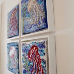 Medusae I-Iv - The Swarm - 4-Piece Textile Art Set, Hand-Knotted, Unique, Wall Made Of Wool & Jute - thumbnail 4
