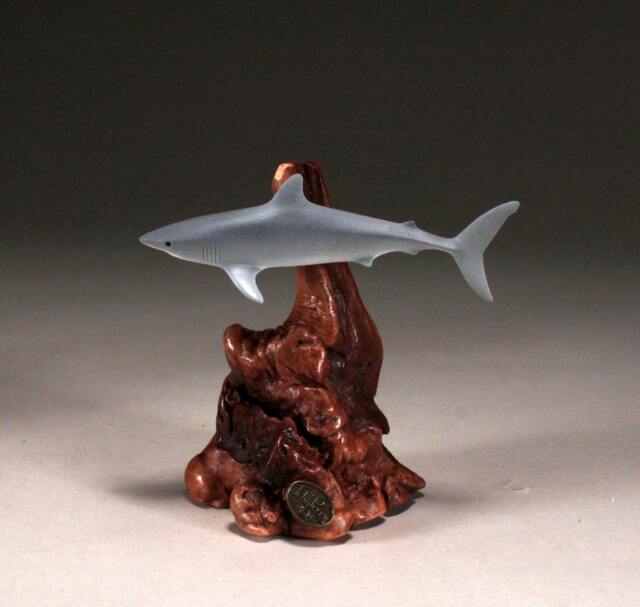 Shark Sculpture Statue By John Perry Mako Airbrushed 7In Tall Decor - image 1