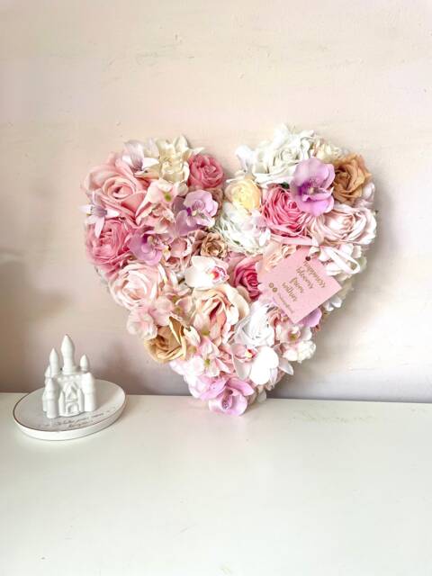 Pink Floral Heart Wall Decor Wedding Love Gift, Nursery Decor - image 1