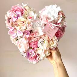 Pink Floral Heart Wall Decor Wedding Love Gift, Nursery Decor - thumbnail 2