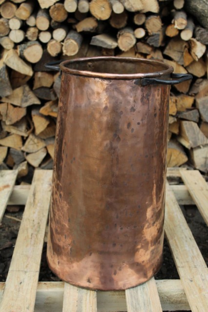 Copper Umbrella Stand With Wrought Iron Handles - Handcrafted Entryway Organizer - image 1
