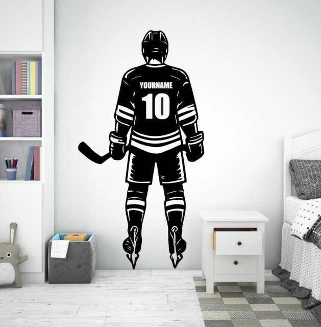 Ice Hockey Player Decal For Wall - Personalised Kids Bedroom Sticker - image 1