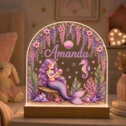 Personalised Night Light, Mermaid, New Baby, 1st Birthday, Christening Gift, Nursery Light - thumbnail 2