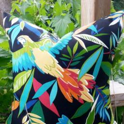 Tropical Parrot Pillow Cover Green Palm Leaves, Indoor/Outdoor Custom - thumbnail 2