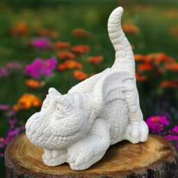 White Dragon Statue Concrete Figure Stone Sculpture Outdoor Ornament Gothic Decor Dragon Lover Gift Yard Art - thumbnail 3