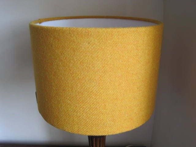 Handmade Harris Tweed Drum Lampshade in Ochre Yellow - image 1