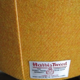 Handmade Harris Tweed Drum Lampshade in Ochre Yellow - thumbnail 3