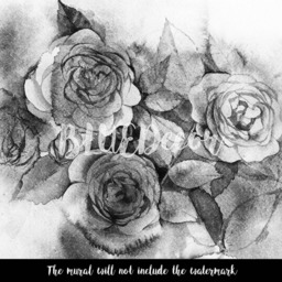 Black & White Roses Bouquet Removable Wallpaper, Wall Covering, Decor, Self Adhesive, Peel Stick, Mural, Decal #84 - thumbnail 3