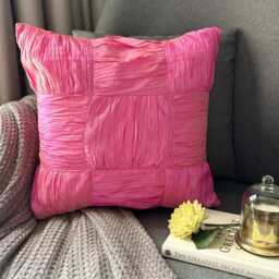 Pink Crushed Art Silk, Textured Patchwork Pattern, Modern Throw Pillow Cover/Euro Sham - Dreamy - thumbnail 2