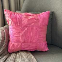 Pink Crushed Art Silk, Textured Patchwork Pattern, Modern Throw Pillow Cover/Euro Sham - Dreamy - thumbnail 3
