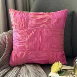 Pink Crushed Art Silk, Textured Patchwork Pattern, Modern Throw Pillow Cover/Euro Sham - Dreamy - thumbnail 1