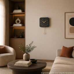 Minimalist Cuckoo Clock, Anthracite Wall Clock With Brass Details, Modern Home D??cor - thumbnail 4