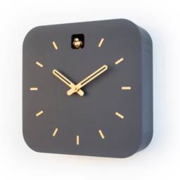 Minimalist Cuckoo Clock, Anthracite Wall Clock With Brass Details, Modern Home D??cor - thumbnail 3