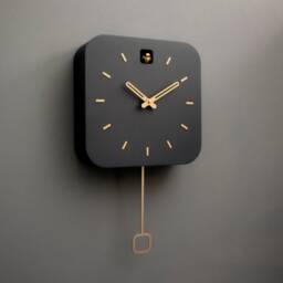 Minimalist Cuckoo Clock, Anthracite Wall Clock With Brass Details, Modern Home D??cor - thumbnail 2