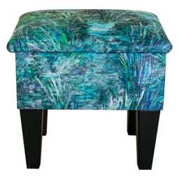 Teal Abstract Storage Stool - Velvet Dressing Table Handmade in Britain - thumbnail 3