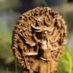 Handmade Oak Hecate Statue Greek Triple Goddess Altar Decor - thumbnail 3