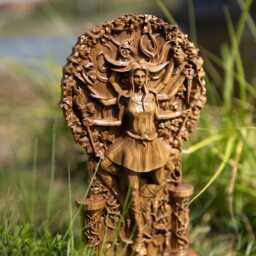 Handmade Oak Hecate Statue Greek Triple Goddess Altar Decor - thumbnail 2