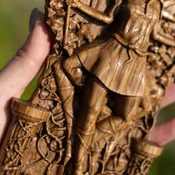 Handmade Oak Hecate Statue Greek Triple Goddess Altar Decor - thumbnail 4