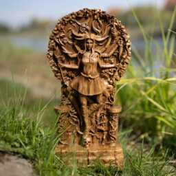 Handmade Oak Hecate Statue Greek Triple Goddess Altar Decor - thumbnail 1