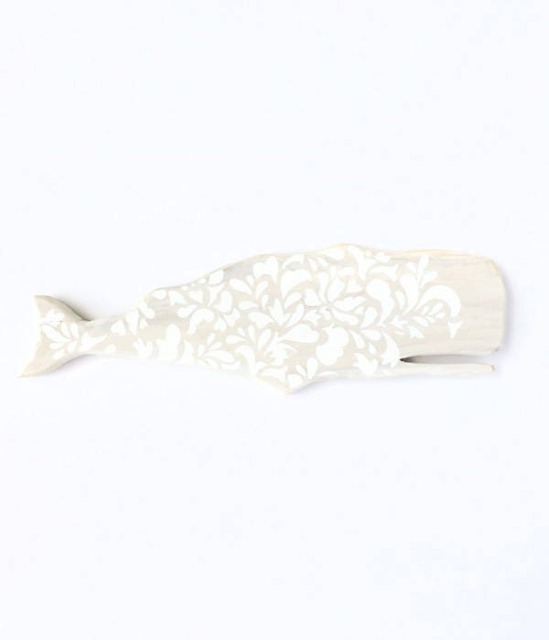 Whale Home Decor, White Floral, Stained Wooden Silhouette, Minimal Scandinavian Wall Art, Folk, Boho, Nautical, Gift W173 Modern - image 1