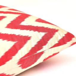 Red Chevron Ikat Pillow Cover, Handloom Woven, 14x23 - thumbnail 3