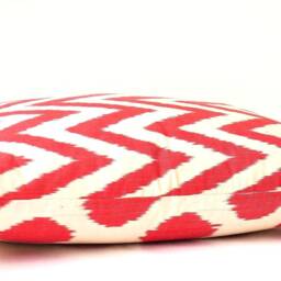 Red Chevron Ikat Pillow Cover, Handloom Woven, 14x23 - thumbnail 2
