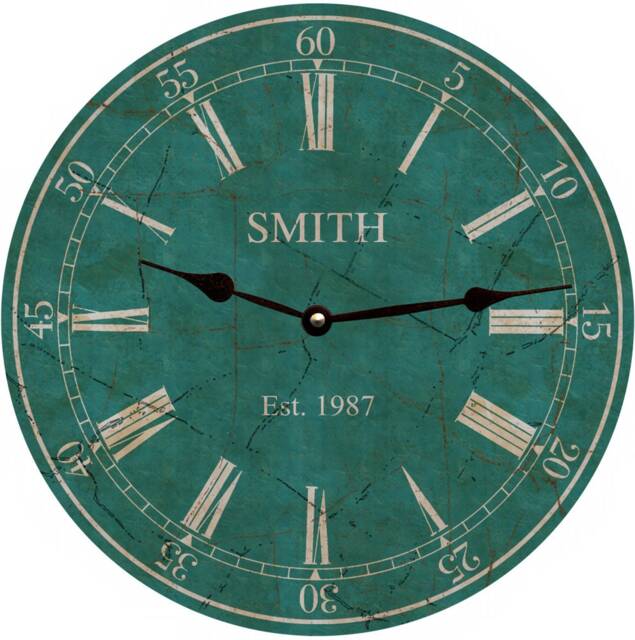 Last Name Clock - Custom Teal - image 1