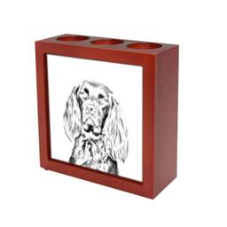 German Longhaired Pointer - Wooden Stand For Candles/Pens With The Image Of A Dog New Collection