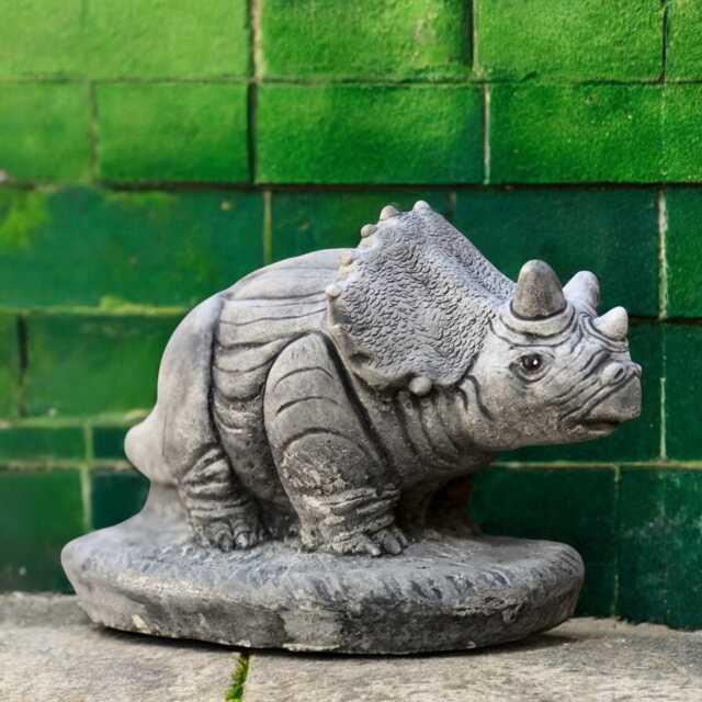Concrete Dinosaur Statue Stone Figurine Cement Jurassic Sculpture Outdoor Garden Ornament Front Doot Decor Triceratops Lover Gift - image 1