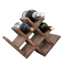 Wooden Wine Rack, Wood Holder, Rustic Cube, Tabletop Oak Father's Gift - thumbnail 3