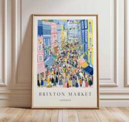 Brixton Market Travel Poster South London Street Art Print - thumbnail 1