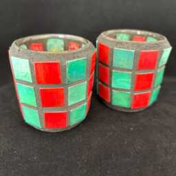 Glass Mosaic Tile Candle Holder Votive Tea Light - Set Of 2 - thumbnail 3