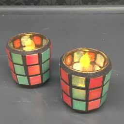 Glass Mosaic Tile Candle Holder Votive Tea Light - Set Of 2 - thumbnail 2