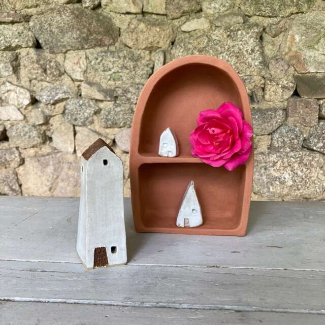 Handmade Terracotta Unglazed Free Standing Freestanding Slab Built Ceramic Shelf Organiser Organizer Shelving Unit Display Case - image 1