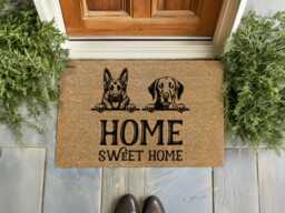 Anniversary Gift - Personalized Dog Doormat Unique Peering Breed Illustration - thumbnail 1