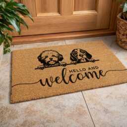 Anniversary Gift - Personalized Dog Doormat Unique Peering Breed Illustration - thumbnail 4