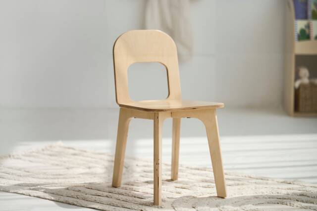Toddler Natural Color Chair, Childrens Wooden Chair For Kids, Desk Montessori Furniture, Education Waldorf - image 1